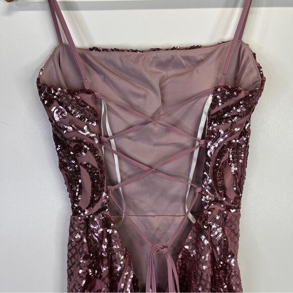 B. Darlin Pattern Sequin Tie Back Bodycon dress pink - 17/18 - Picture 8 of 11